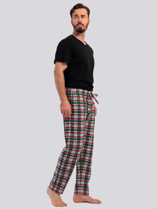 Vienetta Secret Summer Checked Men's Cotton Pyjamas Grey