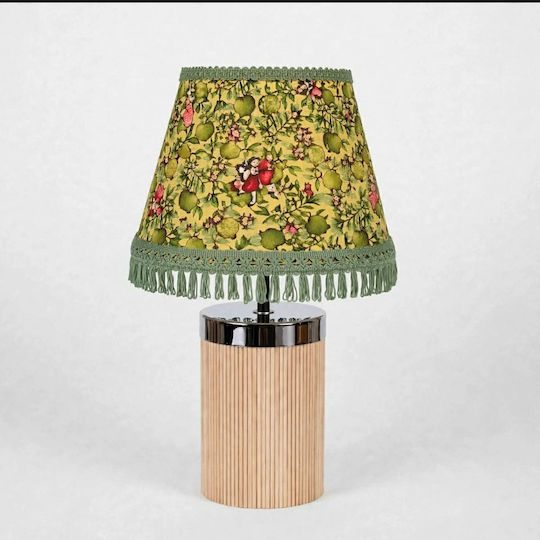 Table Lamp for E27 Fitting with Shade and Brown Base