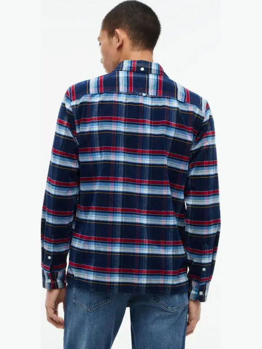 Long Sleeve Corduroy Checked Shirt Dark Blue Check