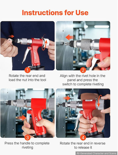 Vevor Nituitor Pneumatic pentru Piulițe 8 Capete M4-M10 1 4"-3 8" Qdlmj2680lbs01fvo001v0