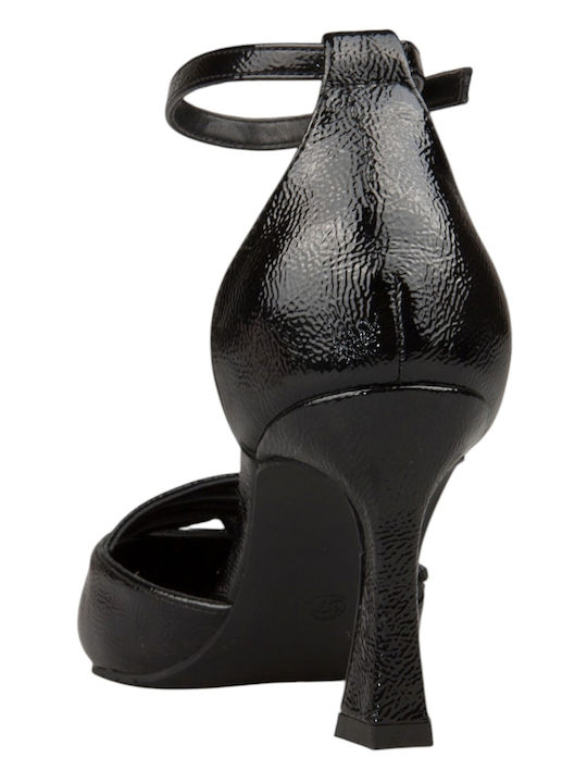 Pantofi cu toc din lac Negre