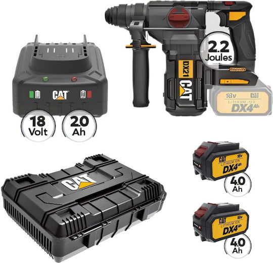 CAT DX21B Κρουστικό Σκαπτικό Πιστολέτο Μπαταρίας 18V 2x4Ah με Υποδοχή SDS Plus