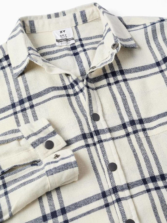 Kids Checked Long-sleeved Shirt Ecru, Blue