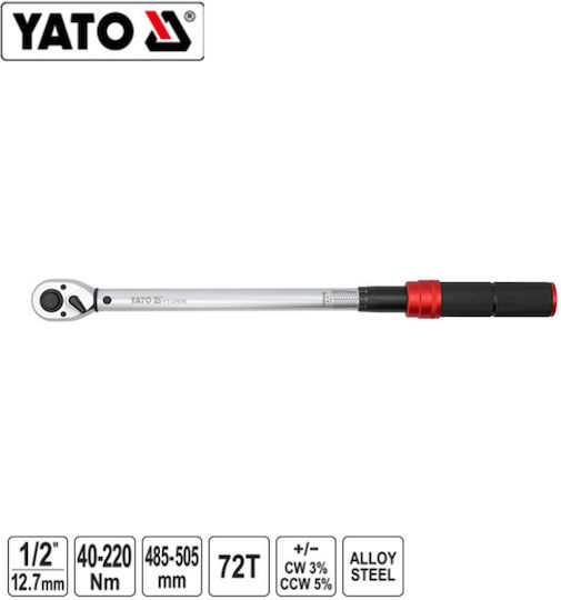 Yato Drehmomentschlüssel Antriebsgröße 1/2" Ropís 40-220 Nm
