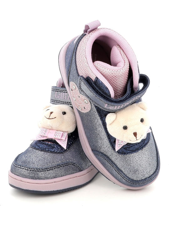 Kids Ankle Boots with Laces & Lights Blue