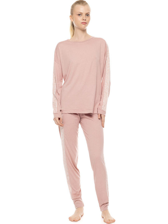 Pink Label Sommer Damen Schlafanzug Hose Rosa