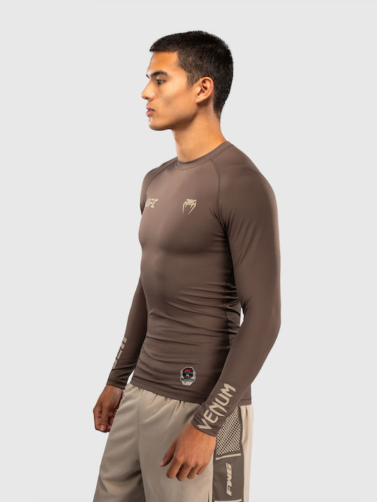 Venum Men's Long Sleeve Shirt VNMUFC-00569-035 for MMA / Jiu-Jitsu Brown