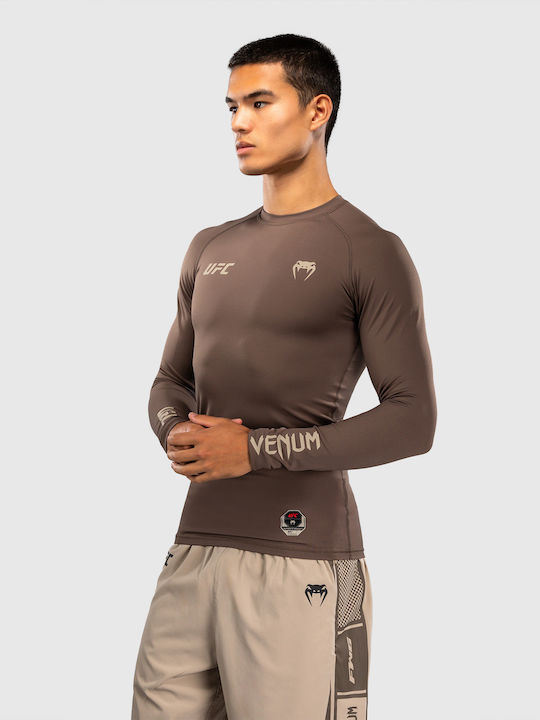 Venum Men's Long Sleeve Shirt VNMUFC-00569-035 for MMA / Jiu-Jitsu Brown