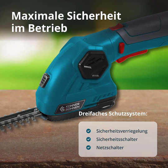 Könner & Söhnen Könner & Söhnen Heckenschere Batterie 8V 1x2Ah mit Klingenlänge 12cm
