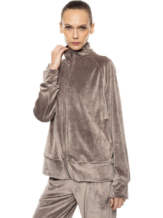 Pink Label Winter Damen Schlafanzug-Set Chocolate