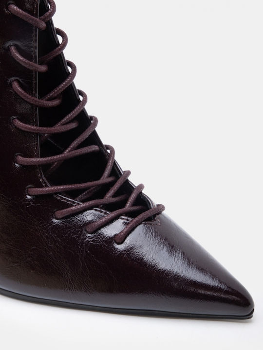 Suede Women's Ankle Boots with High Heel Brown