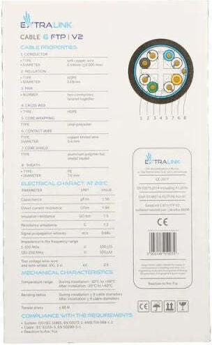Extralink F/FTP Cat.6 (Gigabit) Καλώδιο Δικτύου Ethernet χωρίς ακροδέκτες 305m Μαύρο