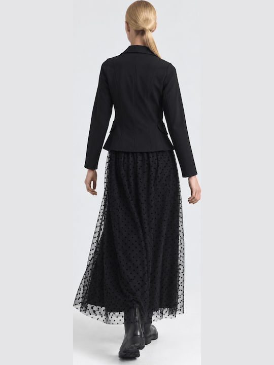 Midi Rock mit Tüll Polka Dot Schwarze