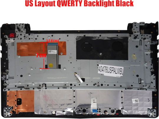 Laptop Keyboard Palmrest Lenovo Legion Y520-15IKBN 80WK 80WK00LQGE 80WK008QMZ 80WK00D3MZ 80WK012MGE 5CB0V07024 US Backlit Black Code 40476USPALMBL
