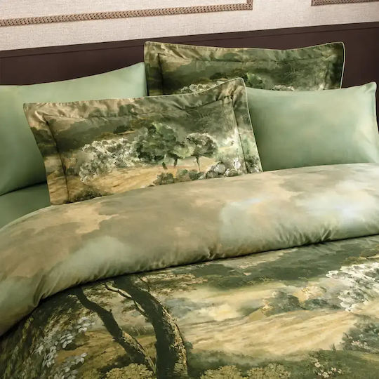 Valeron Set Huse Pentru Pilote 200x220cm Dublu Cu 4 Fețe De Pernă & 1 Cearșaf Verde