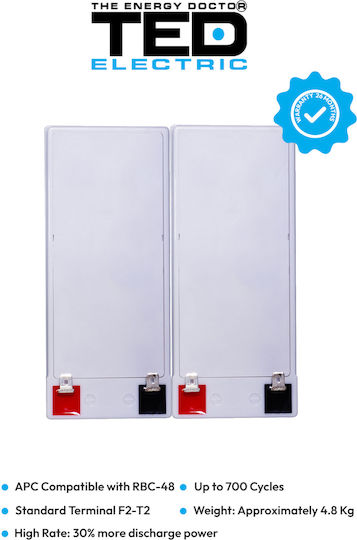 Battery Pack Compatible Apc Rbc48 24v 7.1ah 2x12v Ted Electric