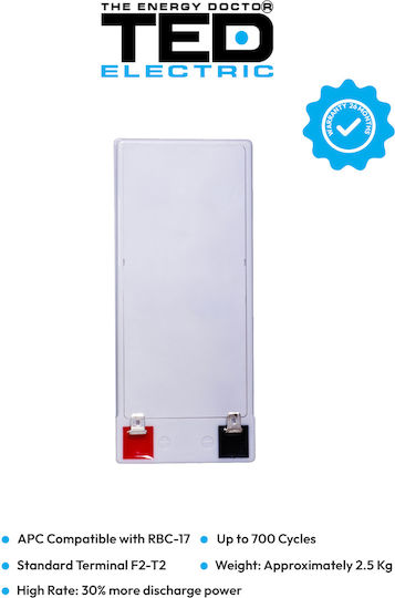 Battery Pack Compatible Apc Rbc17 12v 9.6ah 1x12v Ted Electric