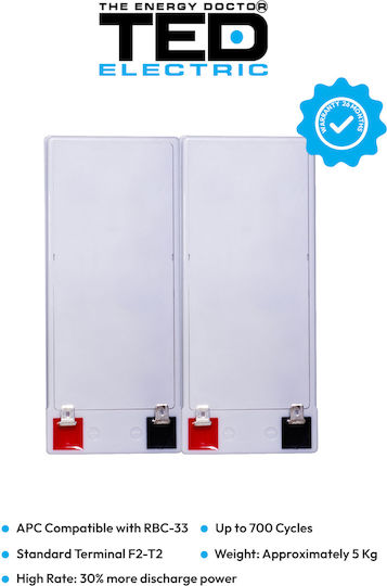 Battery Pack Compatible Apc Rbc33 24v 9.6ah 2x12v Ted Electric