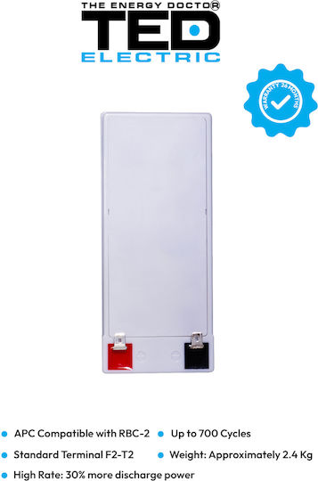 Battery Pack Compatible Apc Rbc2 12v 7.1ah 1x12v Ted Electric
