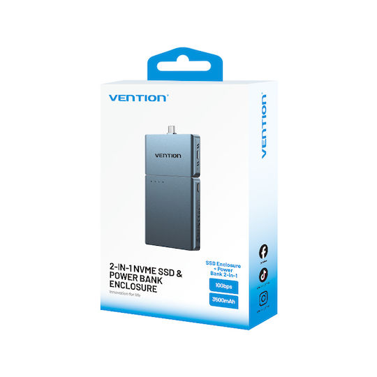 Vention Ma Portable Plug & Play Cable-free Nvme Enclosure + 3500mah Pb Tz-kpxh0
