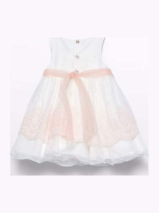 Kinderkleid Ärmellos Tüll Cream-salmon