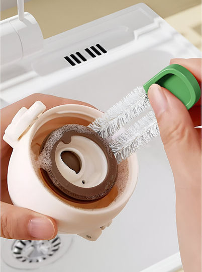 Perie de Curățare pentru Sticle și Căni Flippy cu Mâner Lung și Accesorii din Burete pentru Curățarea Paielor și Capacele Ușor de Agățat 27.5x11.4x6cm Verde