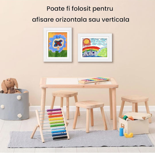Ramă Foto de Perete din Lemn cu Cadru Alb