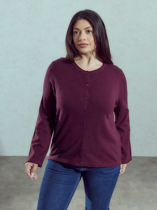 Celestino Women's Knitted Cardigan Soft Texture Burgundy