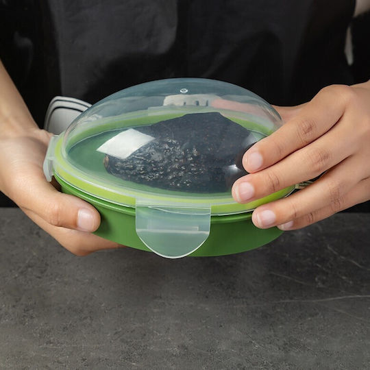 Recipient Etanș Pentru Depozitarea Avocado Flippy Pentru Frigider Capac Transparent Sistem De Închidere Plastic Păstrarea Prospețimii 15.3x11x8 Cm Verde