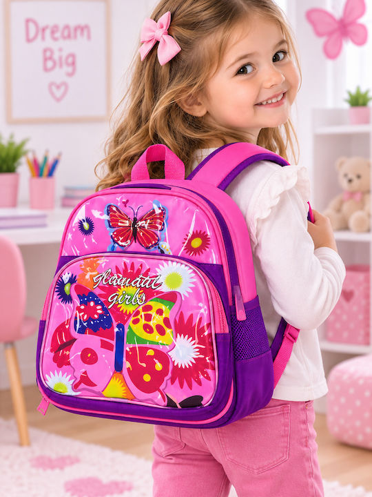 School Backpack For Elementary With Water Bottle Holder Pink