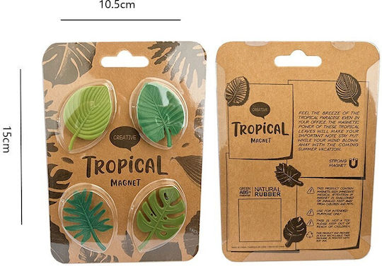 Set 4 Refrigerator Magnets Flippy Leaf Design Made Abs Magnet Green