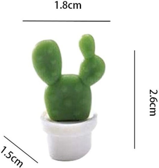 Set 6 Refrigerator Magnets Flippy Cactus In Pot Design Made Abs Magnet Green White