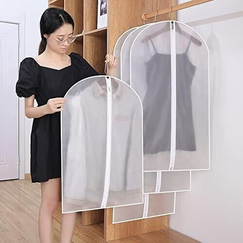 Sac De Depozitare Din Plastic Pentru Costum / Haină În Culoare Albă 60x80cm 5 Bucăți