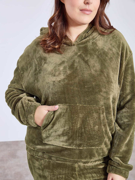 Celestino Damen Jogginghosen Fleece Loose Fit Khaki