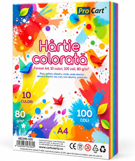 Colored Paper A4 80 G/m² 100 Sheets Top 10 Colors