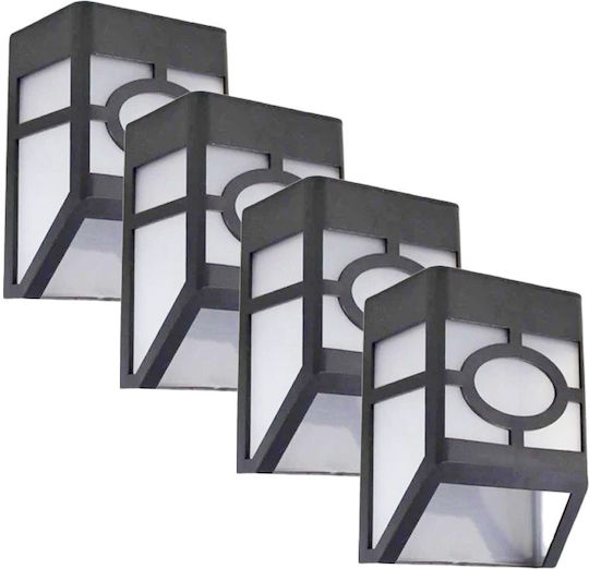 Set 4 Lămpi Solare cu Lumină Alb Rece 6500K IP65 11.8x8.6x5cm