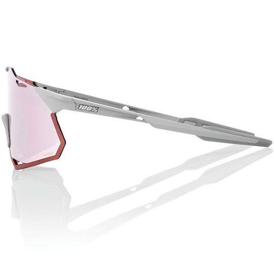 100% Cycling Glasses Hypercraft XS with Purple Frame & Mirror / Transparent Lenses