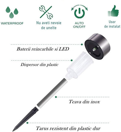 Set 12 Lămpi Solare cu Lumină Alb Rece 5500K IP44 29x4.5x4.5cm