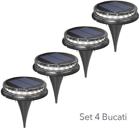 Set 4 Solarleuchten mit Grünem Licht IP44 12x13.5cm