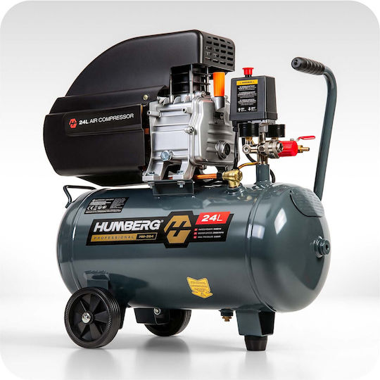 Humberg Κομπρεσέρ Αέρος 85dB με Ισχύ 2hp και Αεροφυλάκιο 24lt