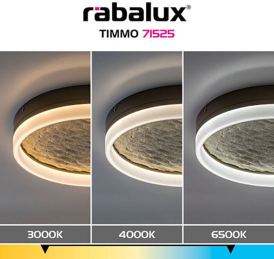 Rabalux Smart Deckenleuchte Montage Grau mit Integrierter LED und Fernbedienung