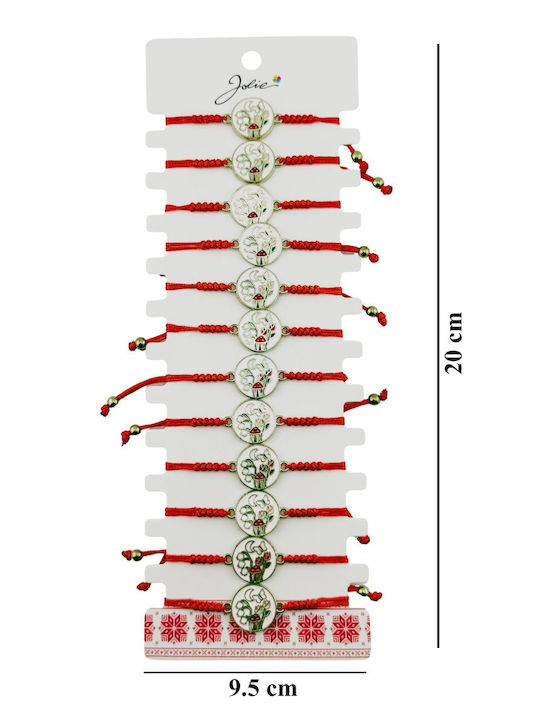 Martisor Bracelet Women Children Jolie Magical Garden Model Lily Valley Butterfly Set 12 Pieces Enameled Pendant Adjustable Cord Red White Martisor Bracelet Women Children Jolie Magical Garden Model Lily Valley Butterfly Set 12 Pieces Enameled Pendant Adjustable Cord Red White