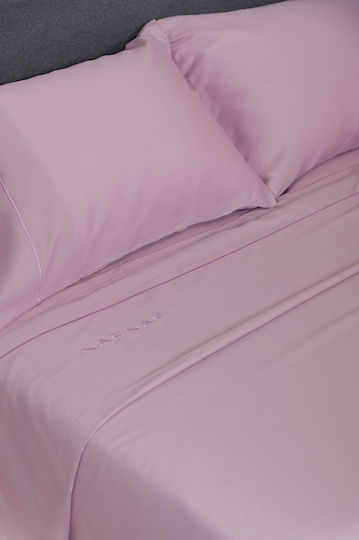 Naf Naf Unique Bed Sheets Set King Size with Rubber Hugger 270x280cm Lilac 4 Pieces