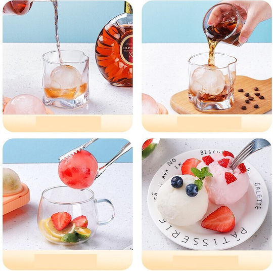 Formă de gheață Rotundă Din Plastic Cu 4 Locuri Portocalie 125161