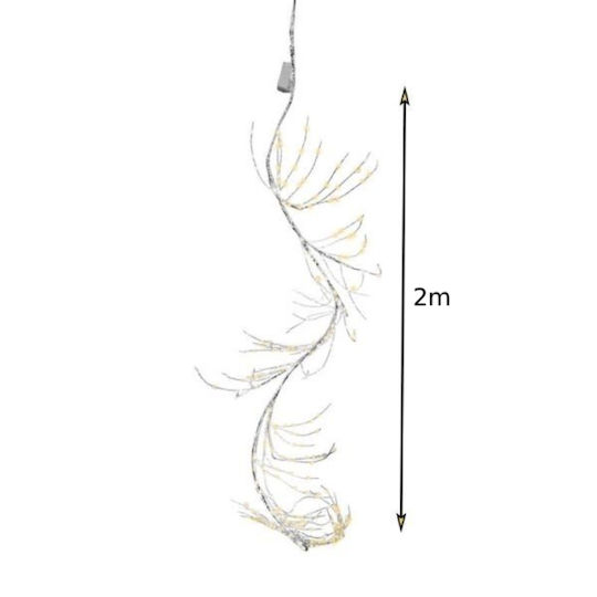 Christmas Decorative Illuminated Electric Branch Length 200cm Glitter Silver
