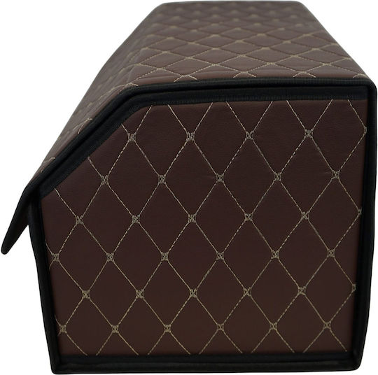 Cutie de Depozitare pentru Mașină Flippy Premium Organizator pentru Portbagaj Geantă Multifuncțională din Piele Ecologică Rezistentă la Uzură Pliabilă 2 Compartimente de Depozitare Maro Havana 55 X 30 X 30cm