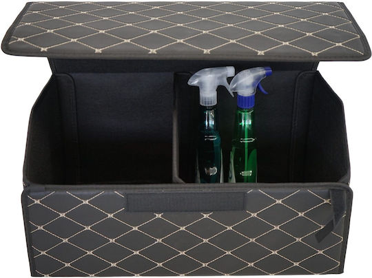 Cutie de depozitare auto Flippy Premium Organizator pentru portbagaj Geantă multifuncțională din piele ecologică pliabilă rezistentă la uzură 2 compartimente de depozitare pliabilă rezistentă la uzură Negru Alb 55 X 30 X 30cm
