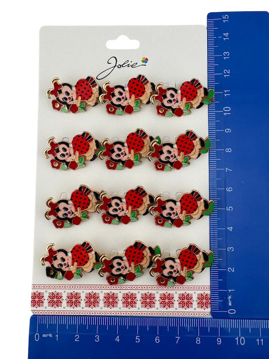 Set 12 Pinuri Mărțișor Copii Jolie Buburuză Pe Flori Design Roșu
