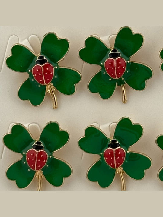 Set 12 Pinuri Martisor De Primăvară Jolie Păpădie Pe Design Trifoi Verde