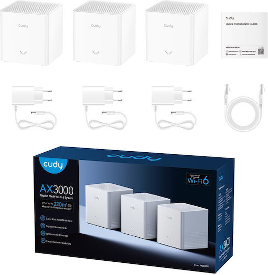Cudy M3000S AX3000 Access Point with Mesh Wi‑Fi 6 Dual Band (2.4 & 5GHz) Triple Kit